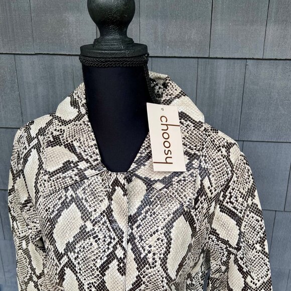 Choosy Elizabeth Faux Snakeskin Trench Coat Lined Belted Women's Size S Garment - Picture 3 of 7